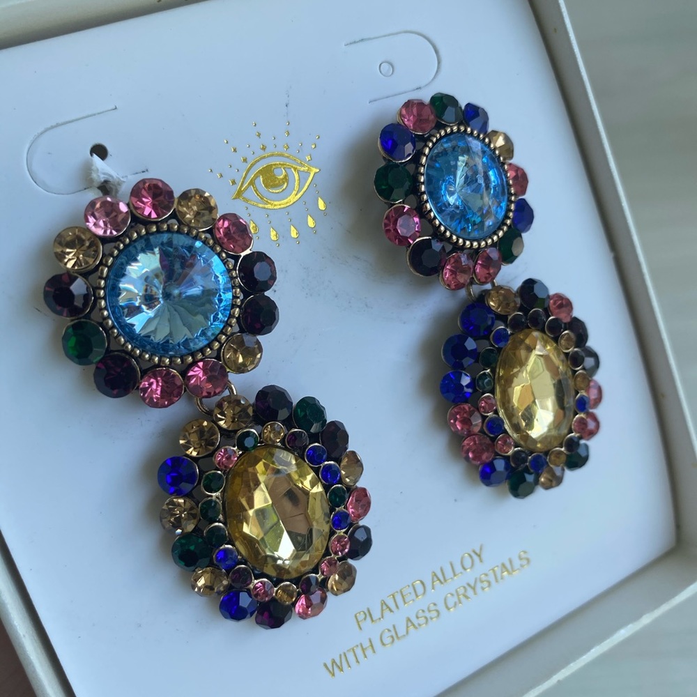 Glass crystal drop earrings